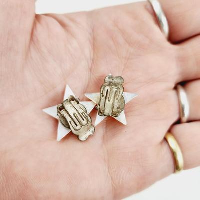 MADE IN JERUSALEM MOTHER OF PEARL WHITE STAR EARRINGS