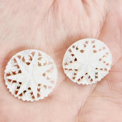 MADE IN JERUSALEM STAR OF DAVID CLIP ON MOTHER OF PEARL EARRINGS