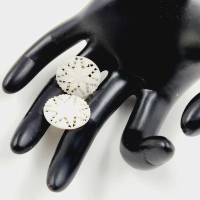 MADE IN JERUSALEM STAR OF DAVID CLIP ON MOTHER OF PEARL EARRINGS