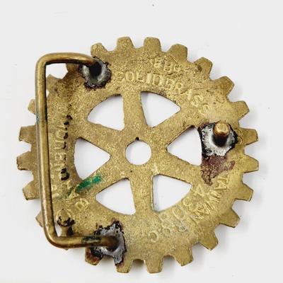 SOLID BRASS ROTARY INTERNATIONAL BELT BUCKLE