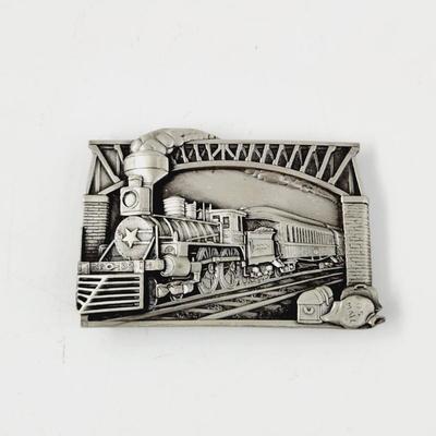 1983 BERGAMONT PEWTER SISKIYOU TRAIN USA MADE BELT BUCKLE