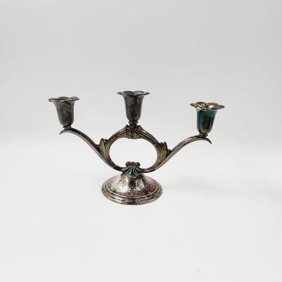 WM SPRING FLOWERS SILVER PLATE CANDLE HOLDER