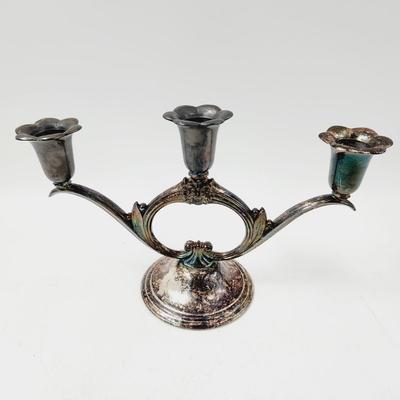 WM SPRING FLOWERS SILVER PLATE CANDLE HOLDER