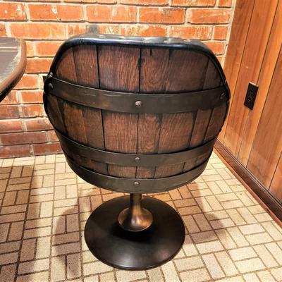 Lot #97  Awesome Vintage Pub Table w/chairs  - Barrel Motif