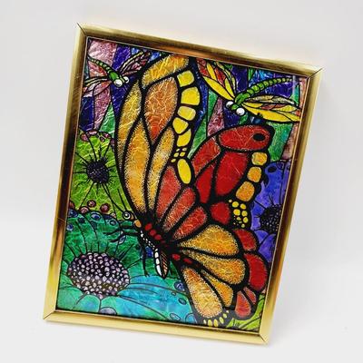 ART FOIL BUTTERLY & FLOWER FRAMED ART WORK