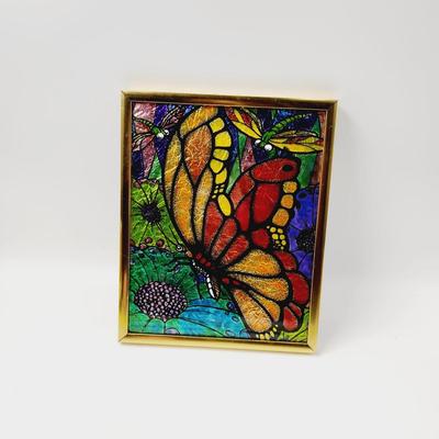 ART FOIL BUTTERLY & FLOWER FRAMED ART WORK