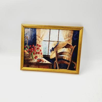 9 x 12 STRAW HAT & WINDOW FRAMED PRINT ART