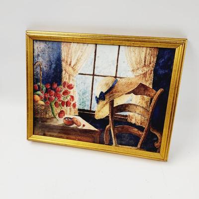 9 x 12 STRAW HAT & WINDOW FRAMED PRINT ART