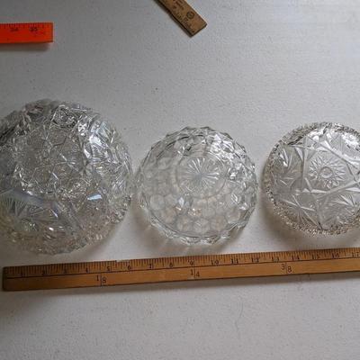 3 Pressed and Crystal Iridescent Bowls