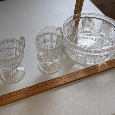 Antique Bohemian Crystal Geometric Design Clear Cut Glass
