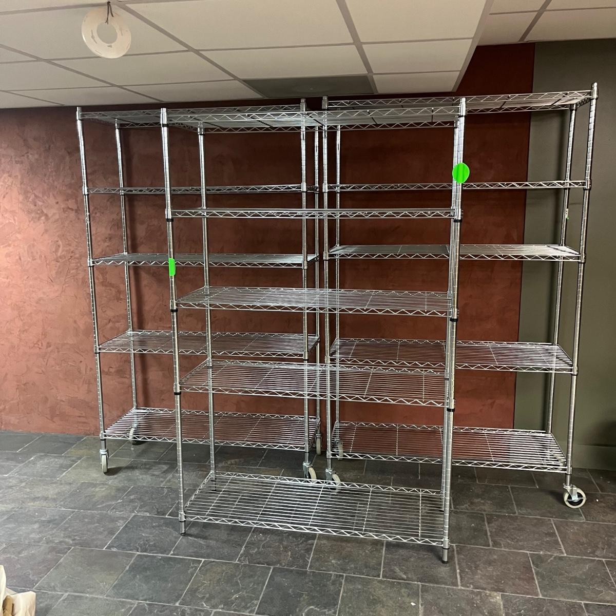 Trio of Shelf Tech System Chrome Shelving Units (BMG)