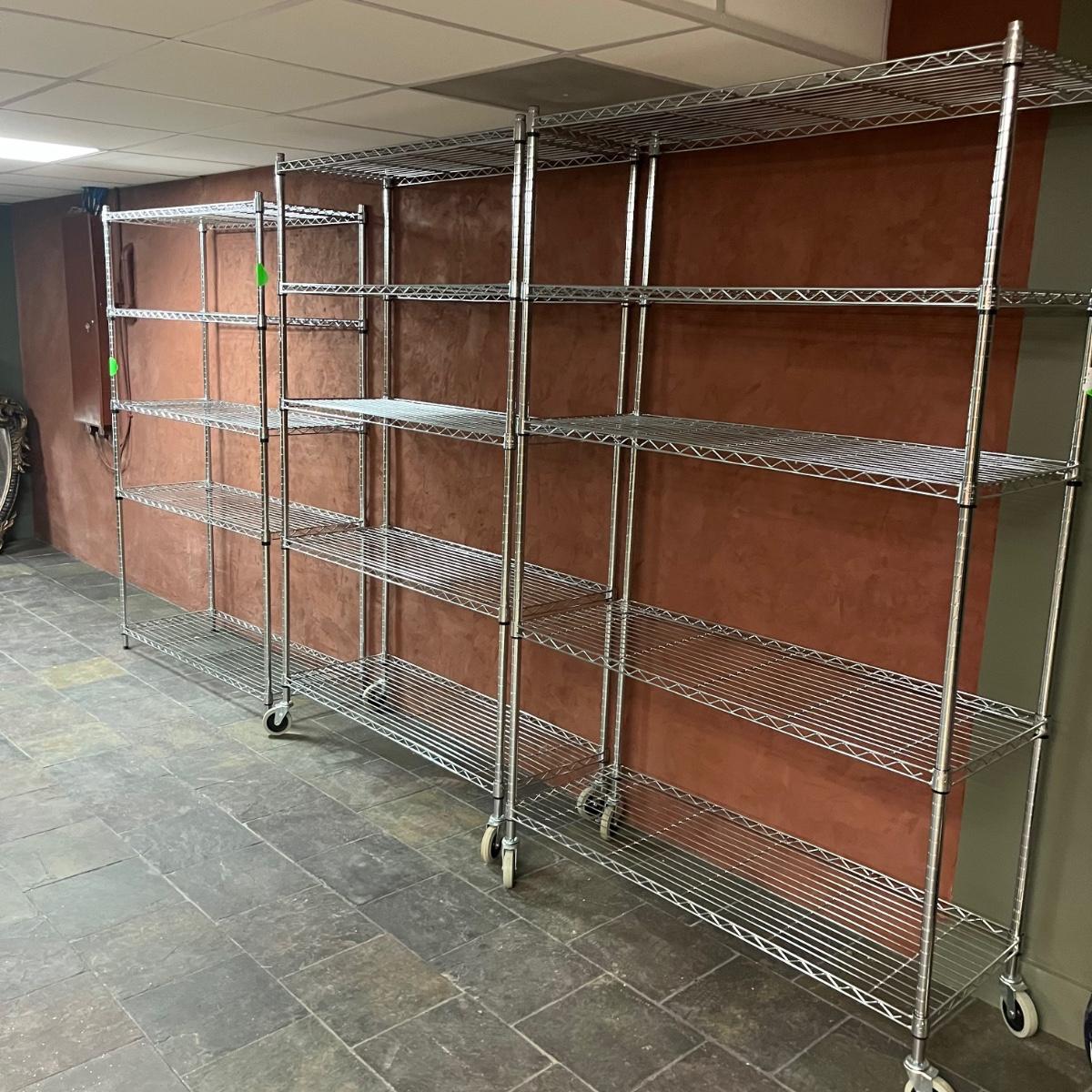 Trio of Shelf Tech System Chrome Shelving Units (BMG)