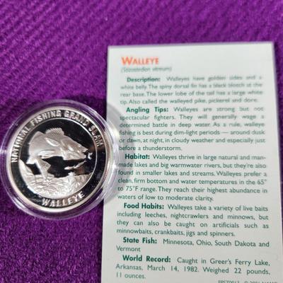 National Fishing Grand Slam Silver Coin Collection WALLEYE Coin