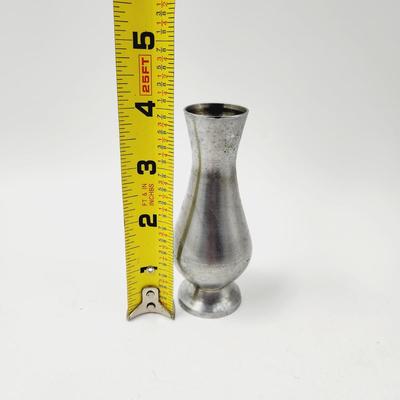 CUTE LITTLE SILVER TONED METAL VASE