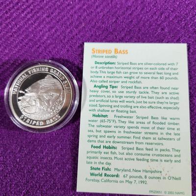 National Fishing Grand Slam Silver Coin Collection STRIPED BASS Coin