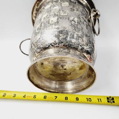 SILVER TONED METAL WINE - CHAMPAGNE BUCKET W/ HANDLES