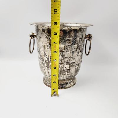SILVER TONED METAL WINE - CHAMPAGNE BUCKET W/ HANDLES