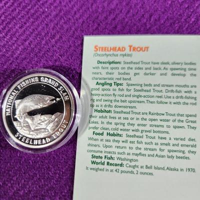 National Fishing Grand Slam Silver Coin Collection STEELHEAD TROUT Coin