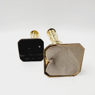 BEAUTIFUL SHINY BRASS CANDLE STICKS DUO