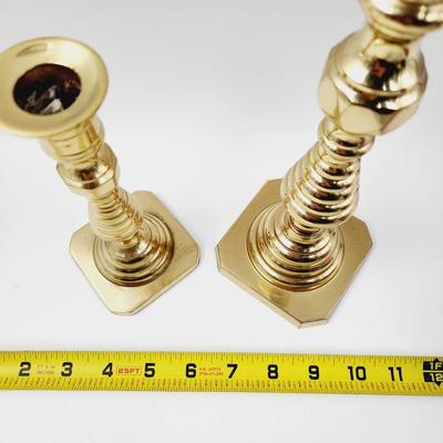 BEAUTIFUL SHINY BRASS CANDLE STICKS DUO