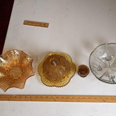 Very Nice Collection of Imperial Marigold, Sawtooth Etched Bowls, hat cup