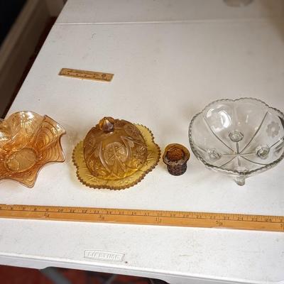 Very Nice Collection of Imperial Marigold, Sawtooth Etched Bowls, hat cup