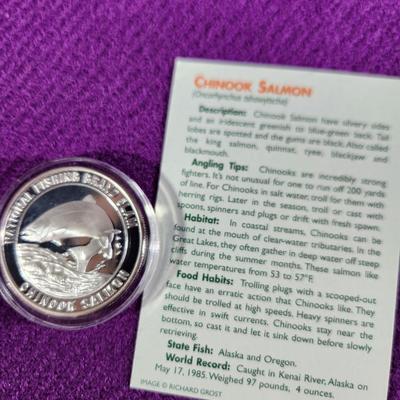 National Fishing Grand Slam Silver Coin Collection CHINOOK SALMON Coin
