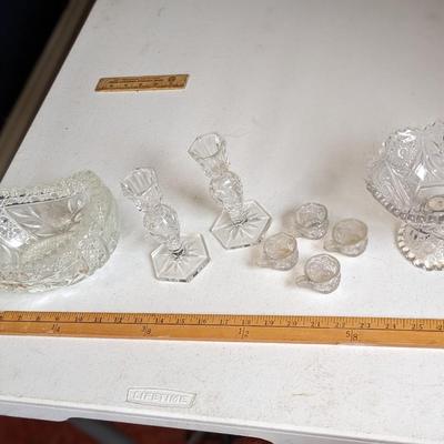 Gorgeous Crystal Bowl and Assortments, candlestick holders