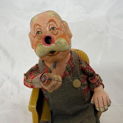 -161- VINTAGE | 1960â€™s Tin Grandpa Rocker Toy