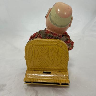 -161- VINTAGE | 1960â€™s Tin Grandpa Rocker Toy