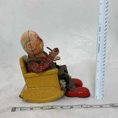 -161- VINTAGE | 1960â€™s Tin Grandpa Rocker Toy