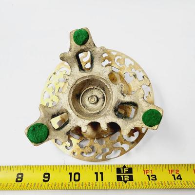 CUTE SQUATTY PEDESTAL BRASS CANDLE HOLDER