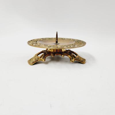CUTE SQUATTY PEDESTAL BRASS CANDLE HOLDER