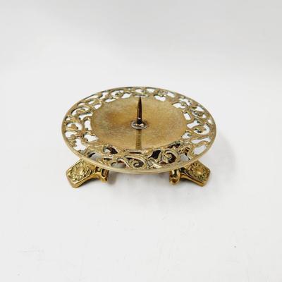 CUTE SQUATTY PEDESTAL BRASS CANDLE HOLDER