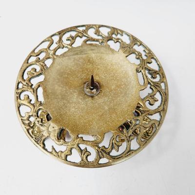 CUTE SQUATTY PEDESTAL BRASS CANDLE HOLDER