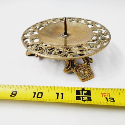 CUTE SQUATTY PEDESTAL BRASS CANDLE HOLDER