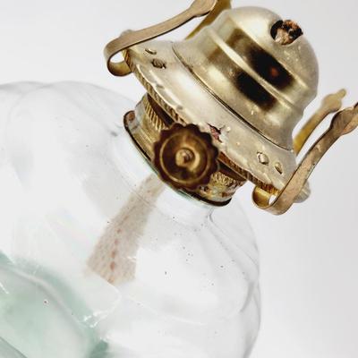 BEAUTIFUL IRIDESCENT GLASS OIL LAMP