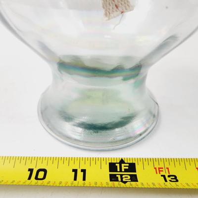 BEAUTIFUL IRIDESCENT GLASS OIL LAMP