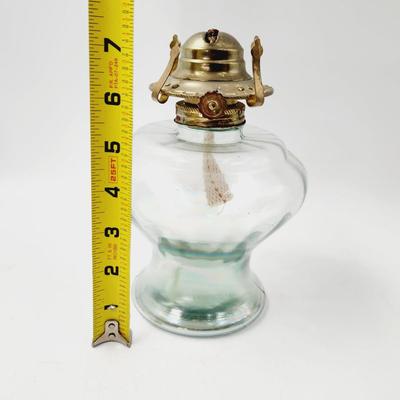 BEAUTIFUL IRIDESCENT GLASS OIL LAMP