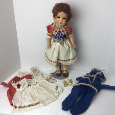 949 Antique German Composition Jointed Doll and Clothing
