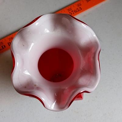 White and Red Murano Glass Tulip Vase
