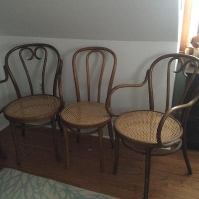 955 Vintage Bentwood Armchairs with Pressed Cane Seats