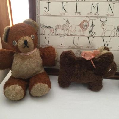 956 Framed Animal Alphabet Print with Stuffed Animals