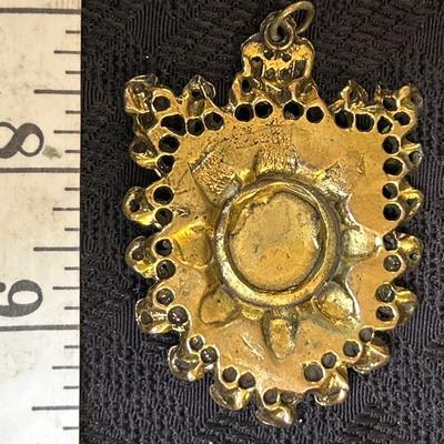 Vintage Reinad Coat of Arms Gold Enamel Family Crest Shield Pendant Necklace