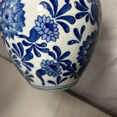 The Canton Collection Blue White Granny Boot Shoe Vase Ceramic Pottery Planter & Vintage Chinese Vase