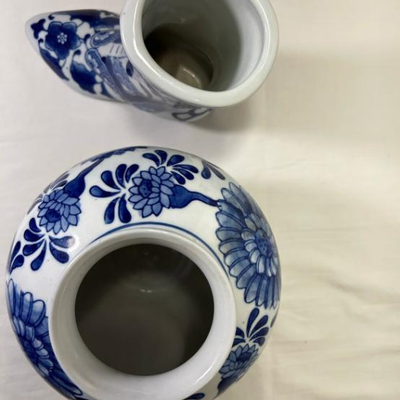 The Canton Collection Blue White Granny Boot Shoe Vase Ceramic Pottery Planter & Vintage Chinese Vase