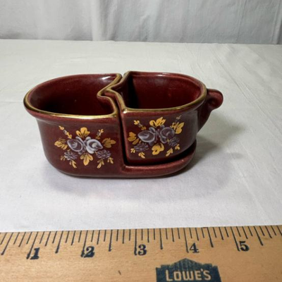 Vintage Burgundy 1930's CamArk Pottery Nesting Creamer Suger Set