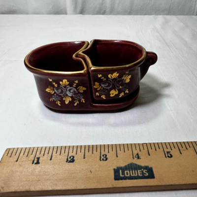 Vintage Burgundy 1930's CamArk Pottery Nesting Creamer Suger Set