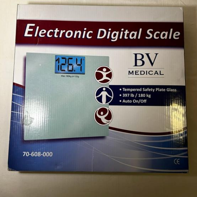 NEW Electronic Glass Digital Scale by BV Medical 70 608 000 Capacity is 397 lbs