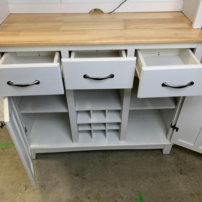 #16 White and Natural Buffet with Hutch 44". x 72.25" x17" (Two Pieces Not Drilled Together)